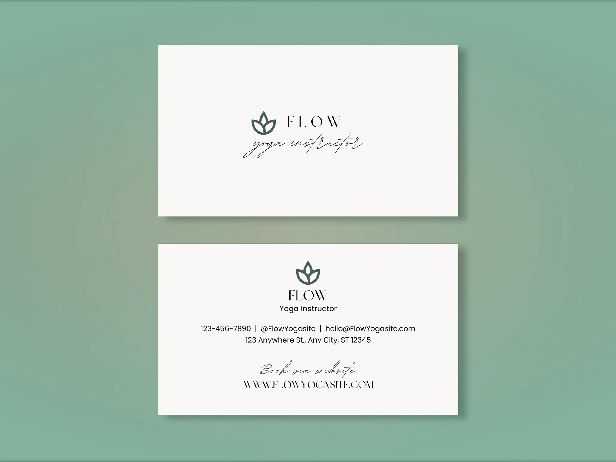 Flow yoga instructor business card mockup
