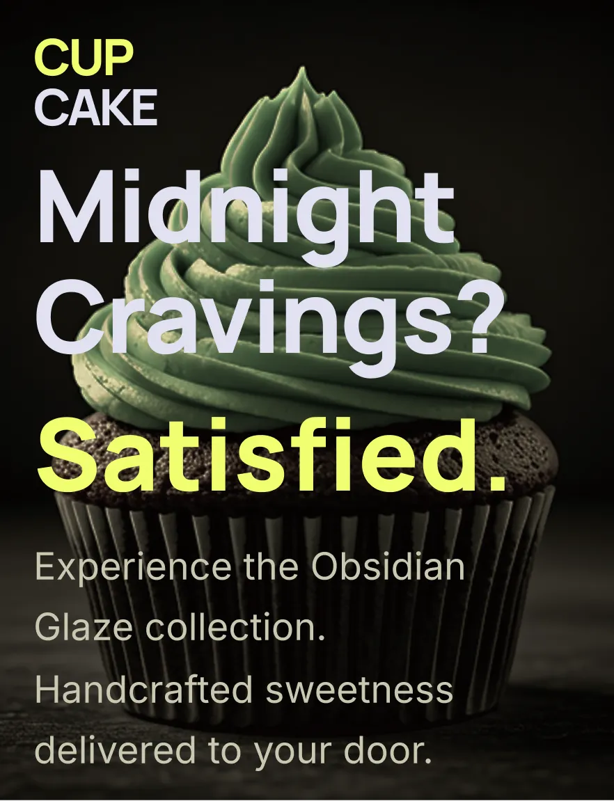 Cupcake campaign poster with bold midnight cravings headline